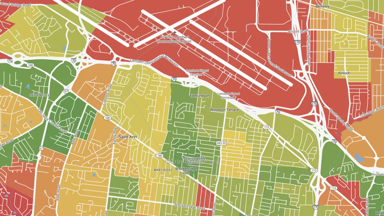 Edmundson, MO Map of Drug-Related Crime Rates