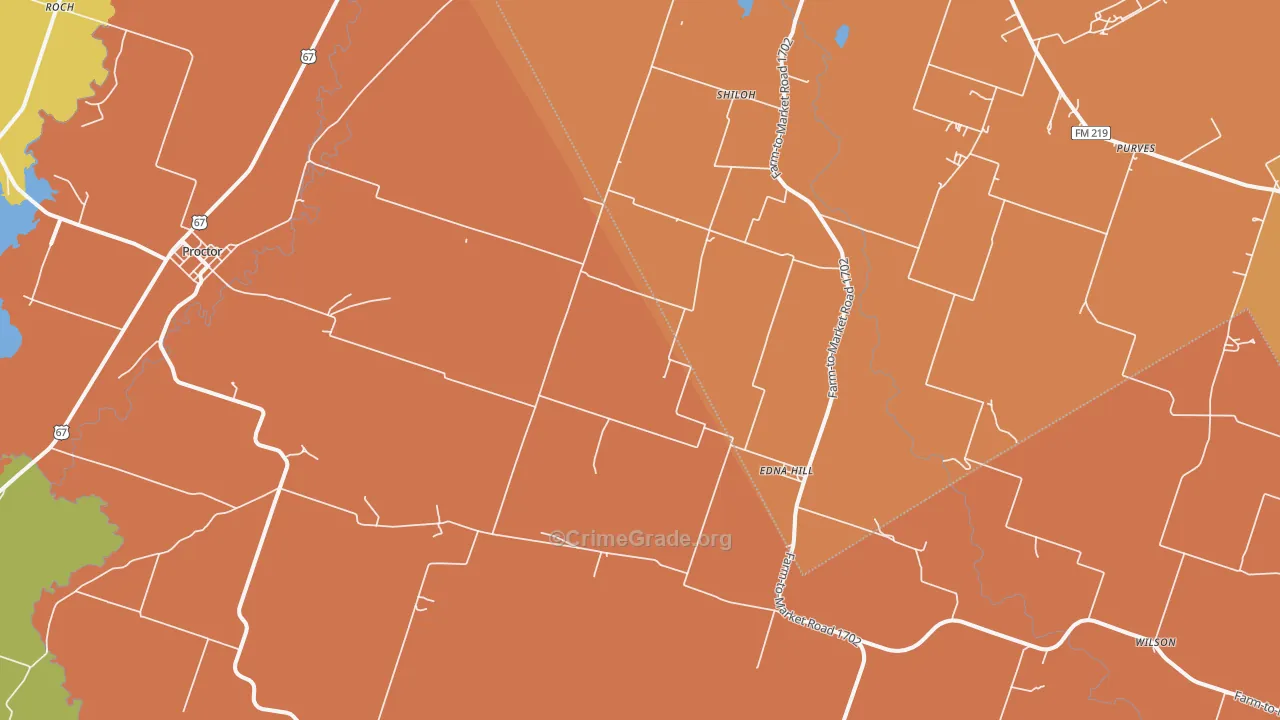 Edna Hill, TX Map of Drug-Related Crime Rates