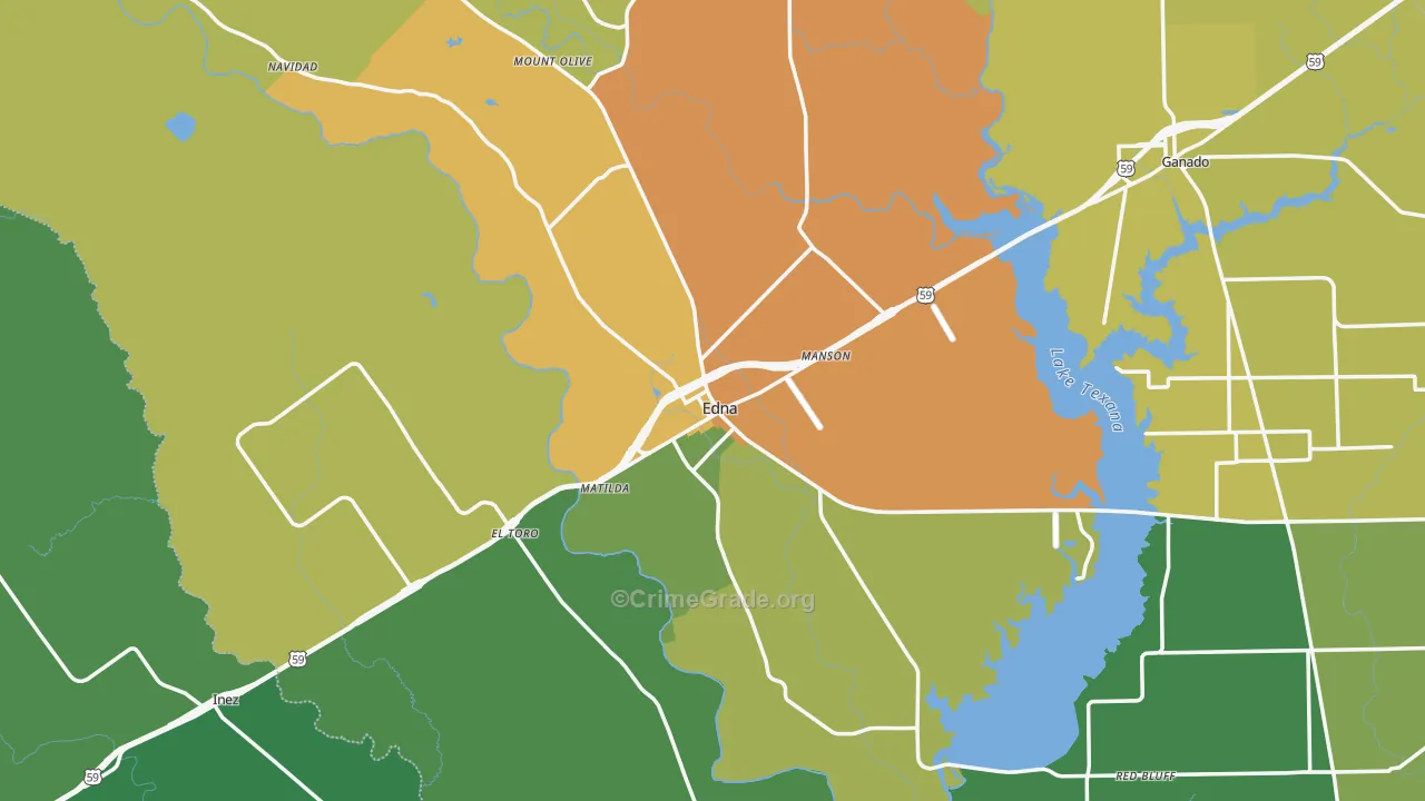 Edna, TX Map of Drug-Related Crime Rates