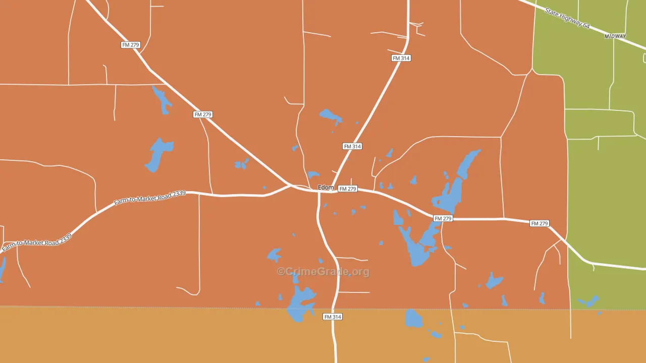 Edom, TX Map of Drug-Related Crime Rates