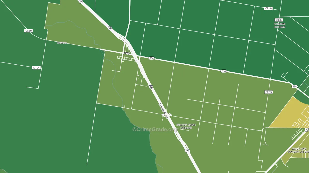 Edroy, TX Map of Drug-Related Crime Rates