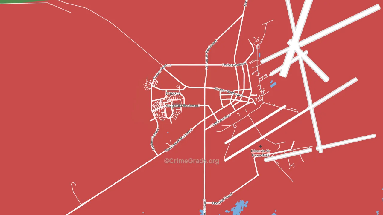 Edwards Air Force Base, CA Map of Drug-Related Crime Rates