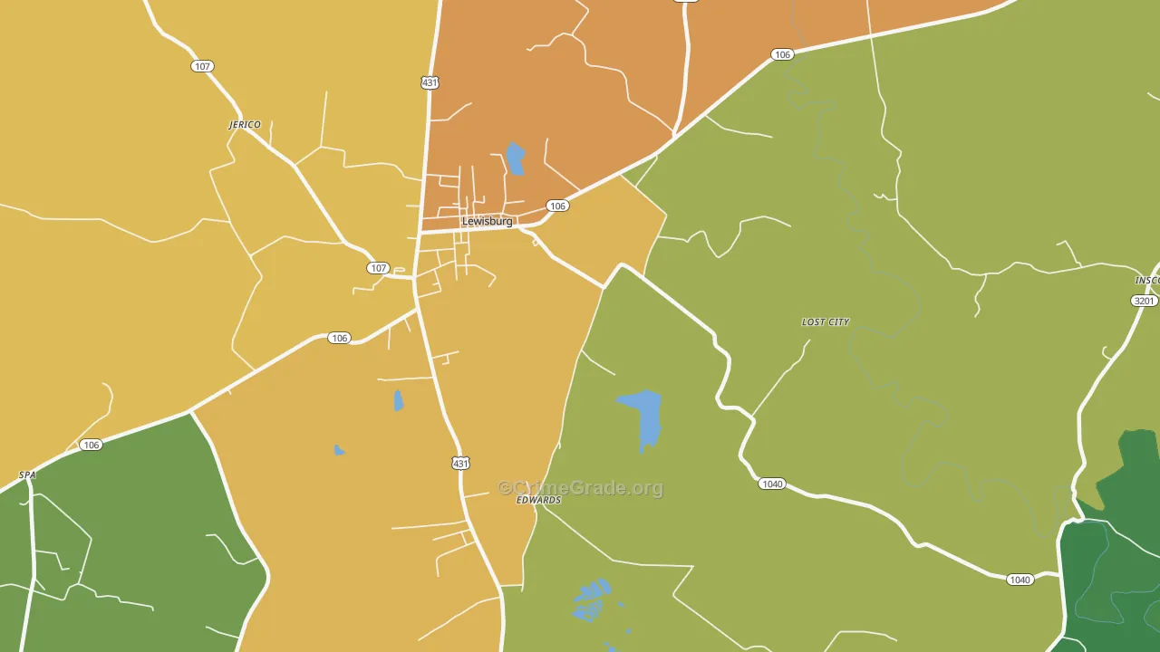 Edwards, KY Map of Drug-Related Crime Rates