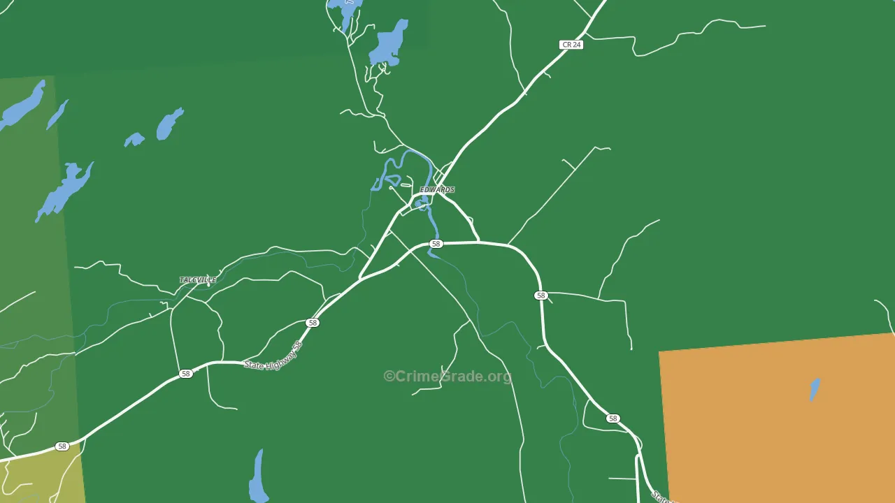 Edwards, NY Map of Drug-Related Crime Rates