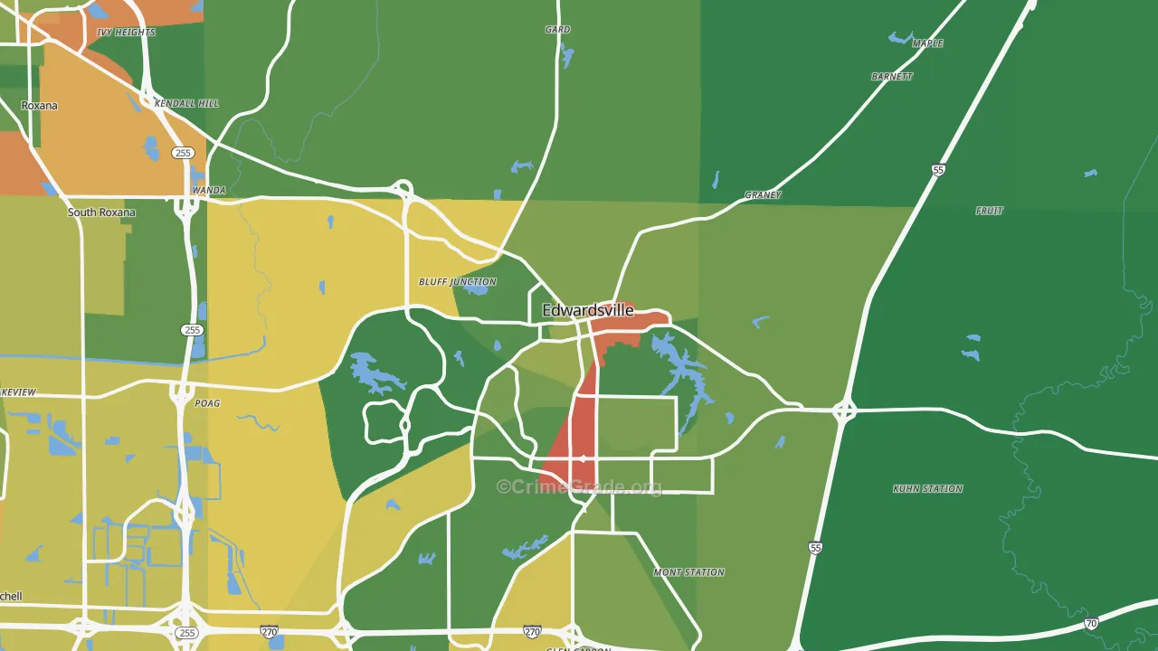 Edwardsville, IL Map of Drug-Related Crime Rates