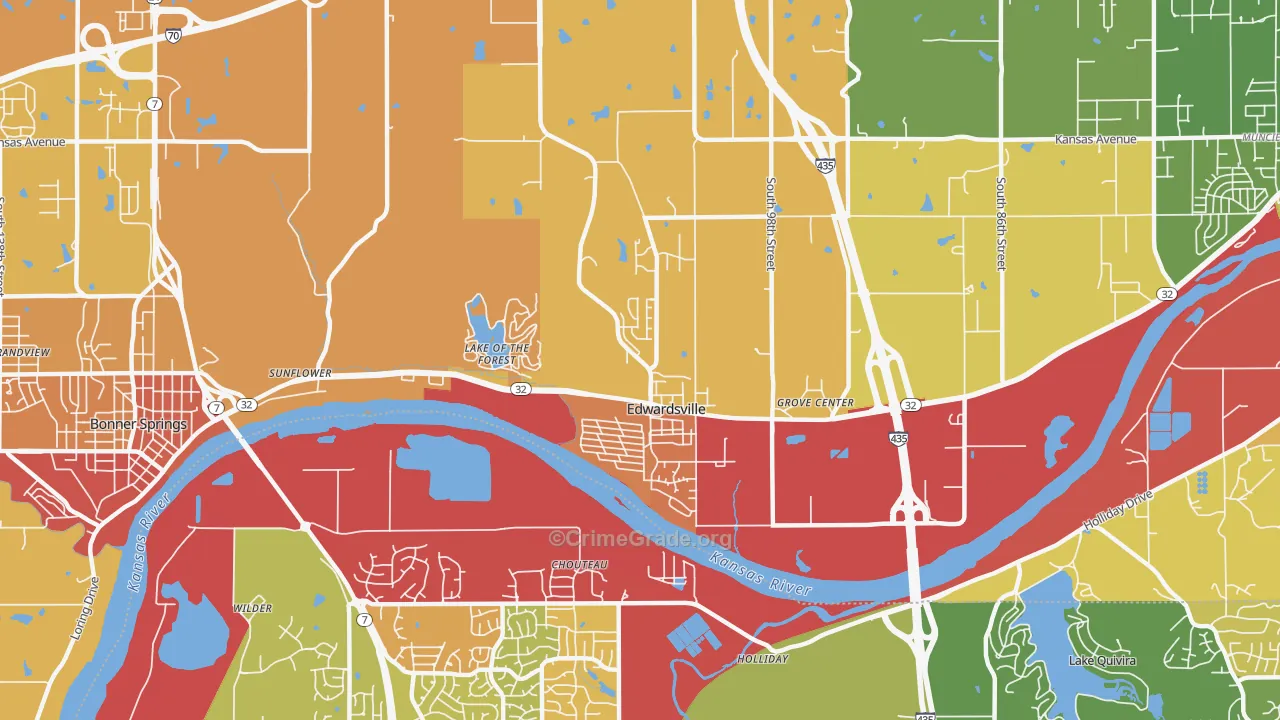 Edwardsville, KS Map of Drug-Related Crime Rates
