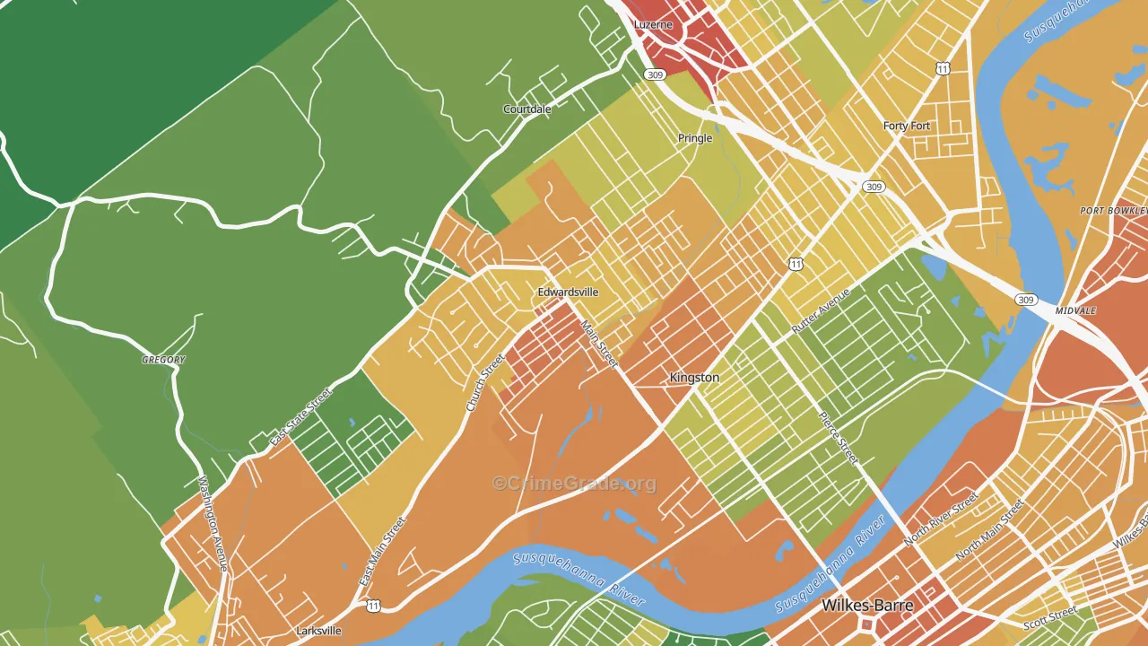 Edwardsville, PA Map of Drug-Related Crime Rates