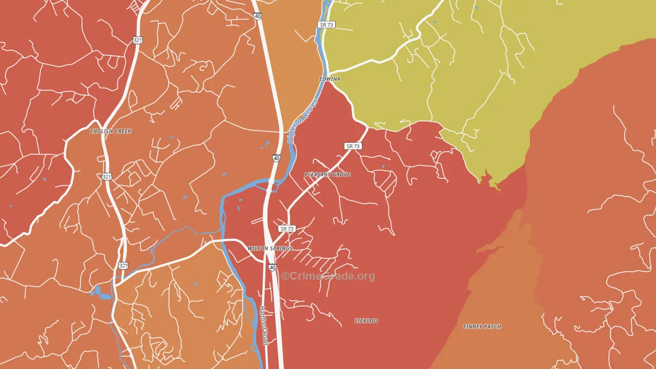 Edwina, TN Map of Drug-Related Crime Rates