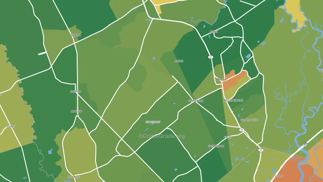 Effingham County, GA Map of Drug-Related Crime Rates