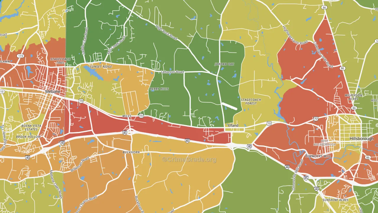 Efland, NC Map of Drug-Related Crime Rates