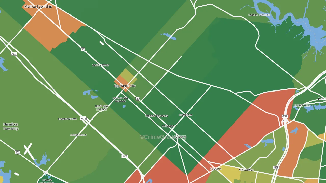 Egg Harbor City, NJ Map of Drug-Related Crime Rates