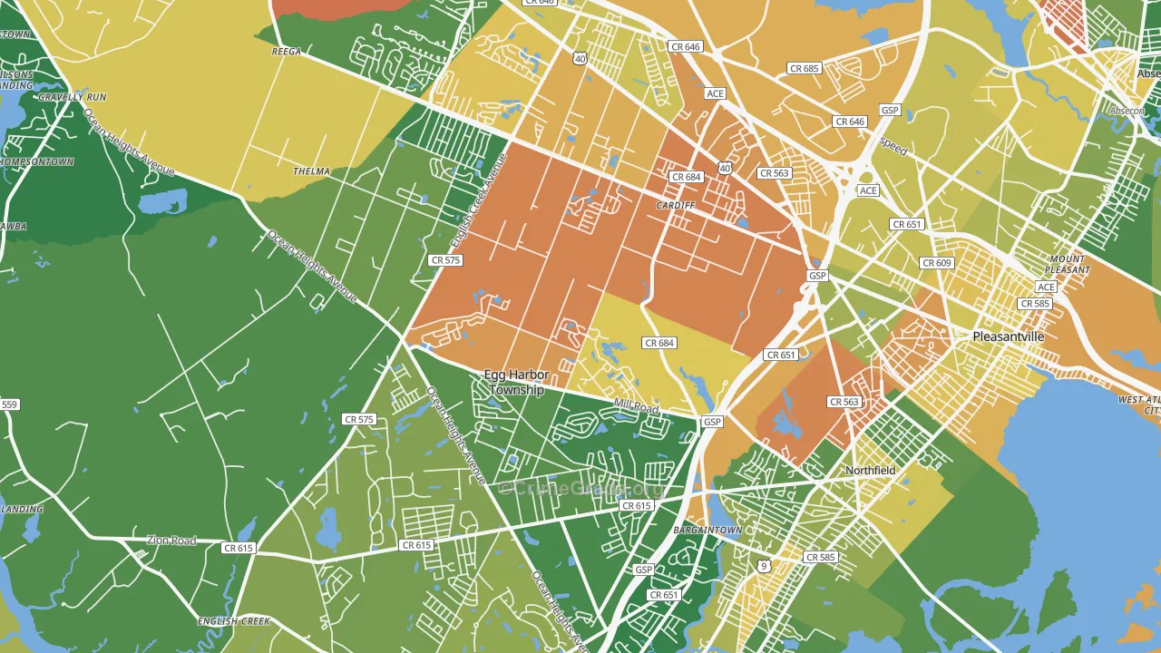 Egg Harbor Township, NJ Map of Drug-Related Crime Rates