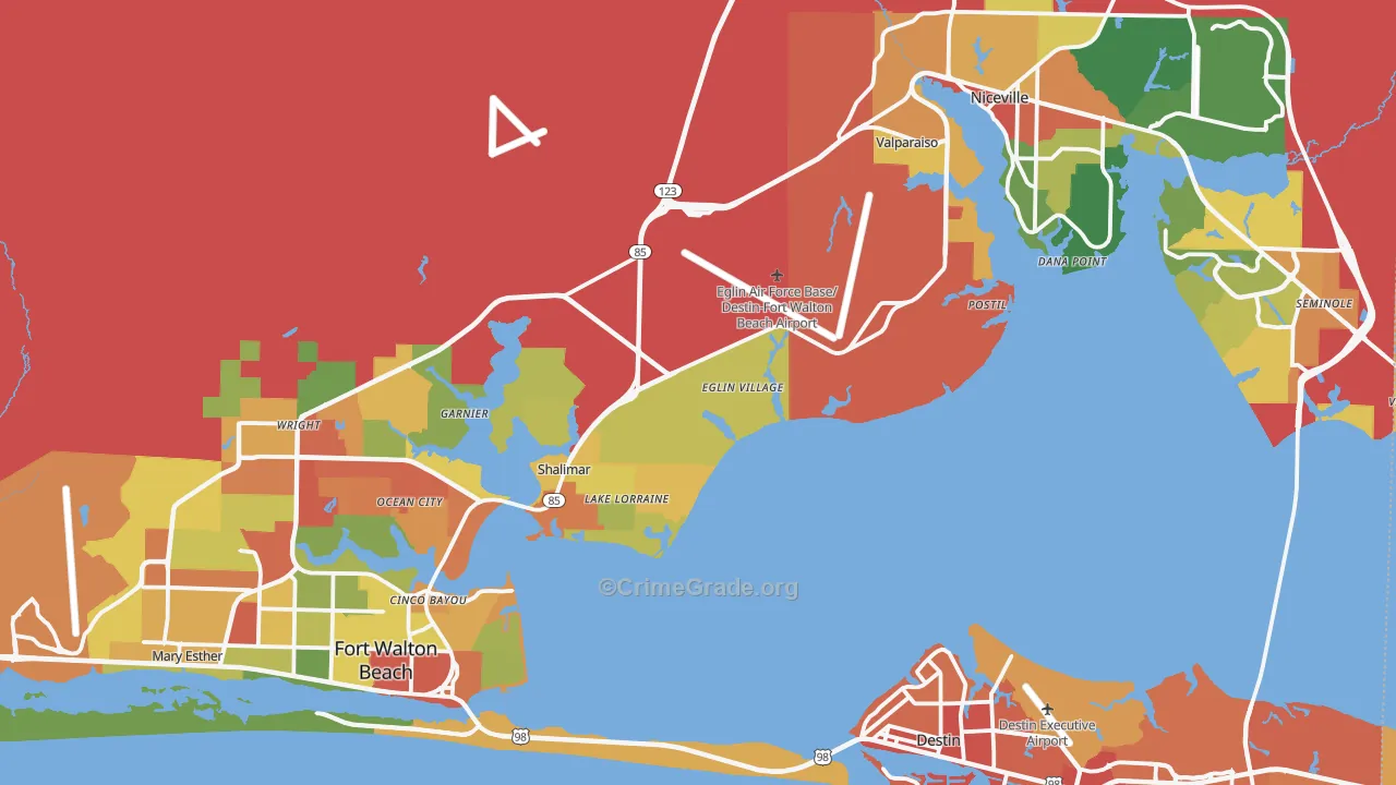Eglin Afb, FL Map of Drug-Related Crime Rates