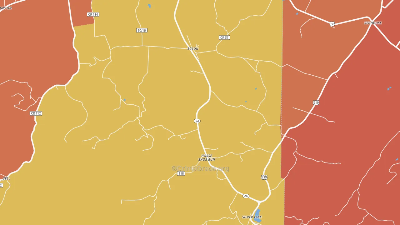 Eglon, WV Map of Drug-Related Crime Rates