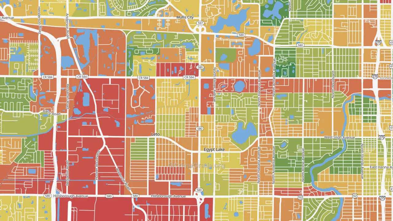 Egypt Lake-Leto, FL Map of Drug-Related Crime Rates