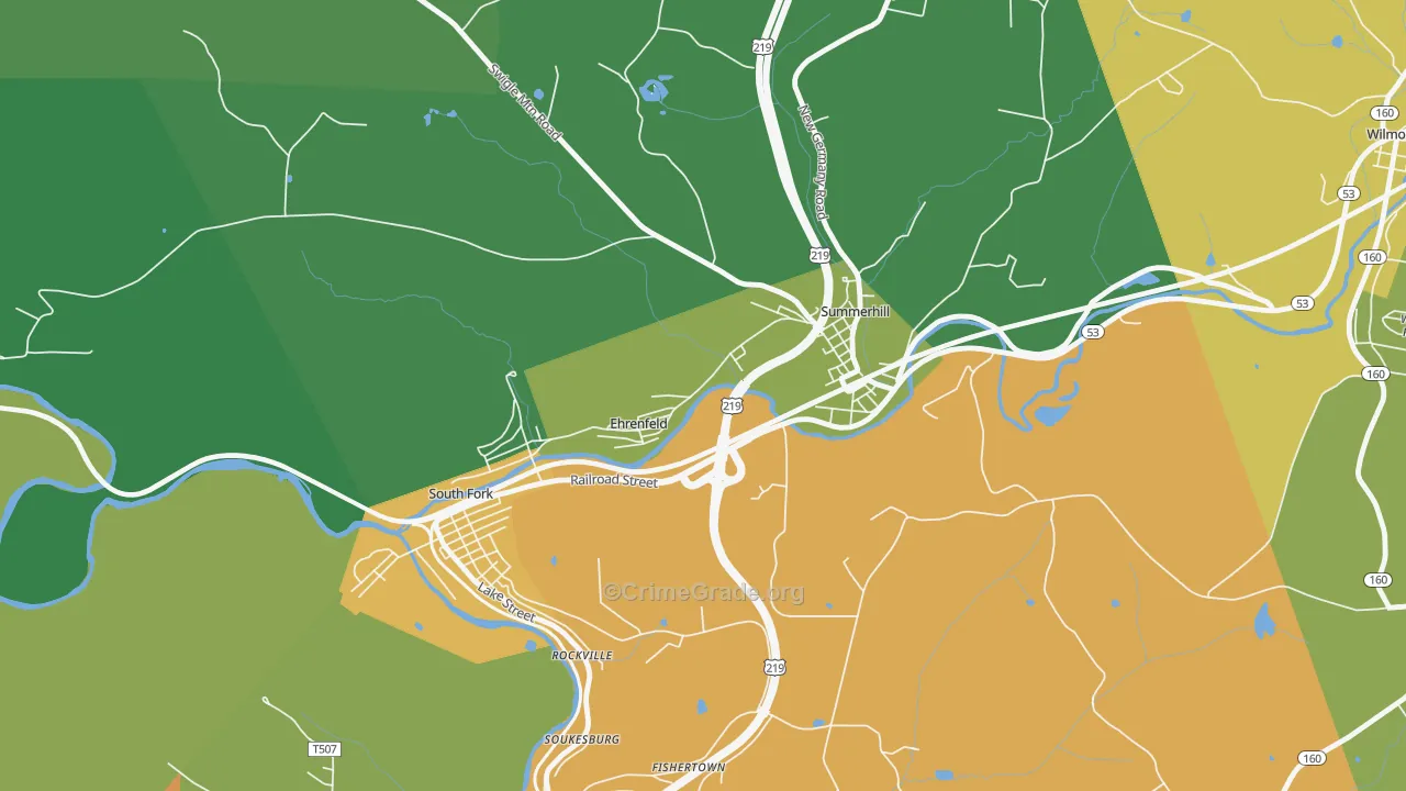 Ehrenfeld, PA Map of Drug-Related Crime Rates