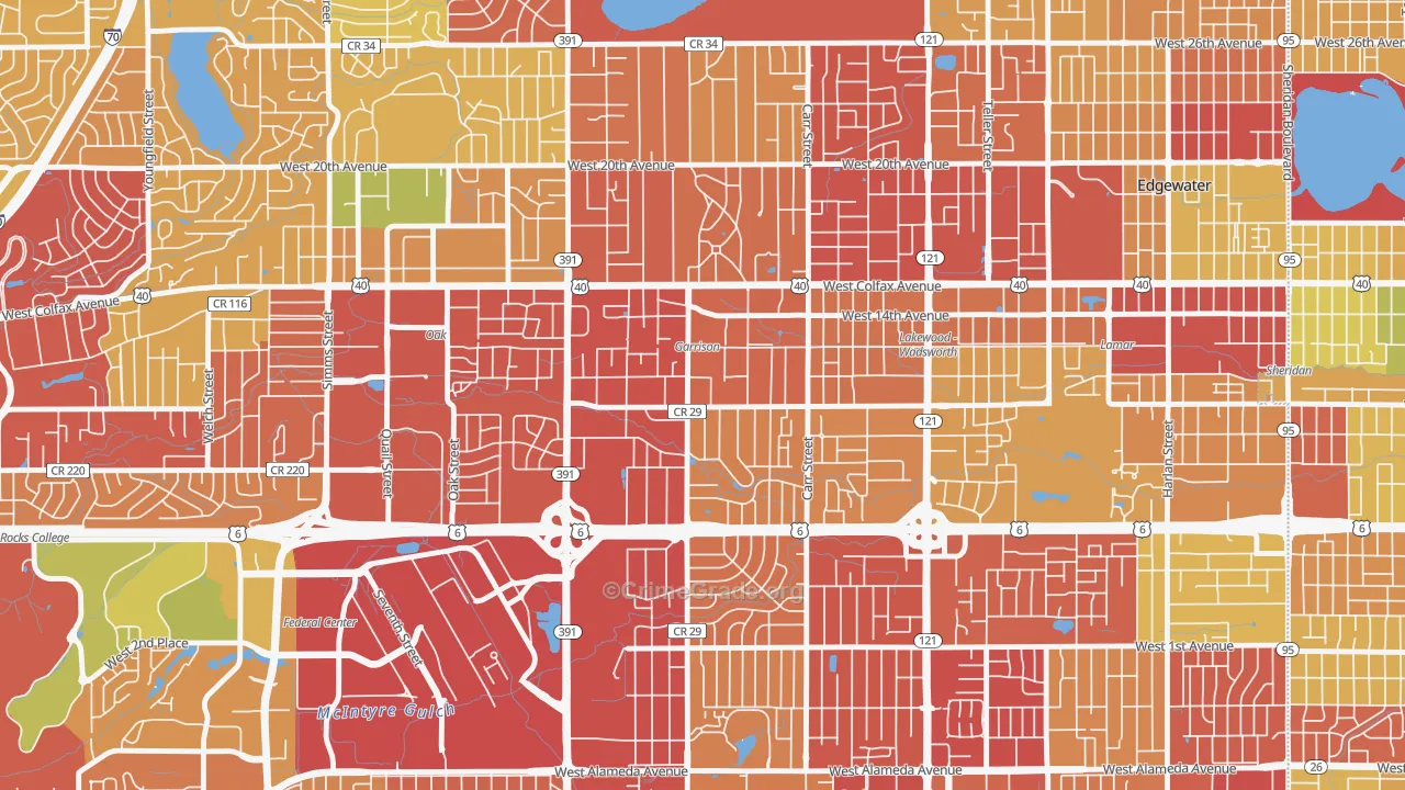 Eiber, Lakewood, CO Map of Drug-Related Crime Rates