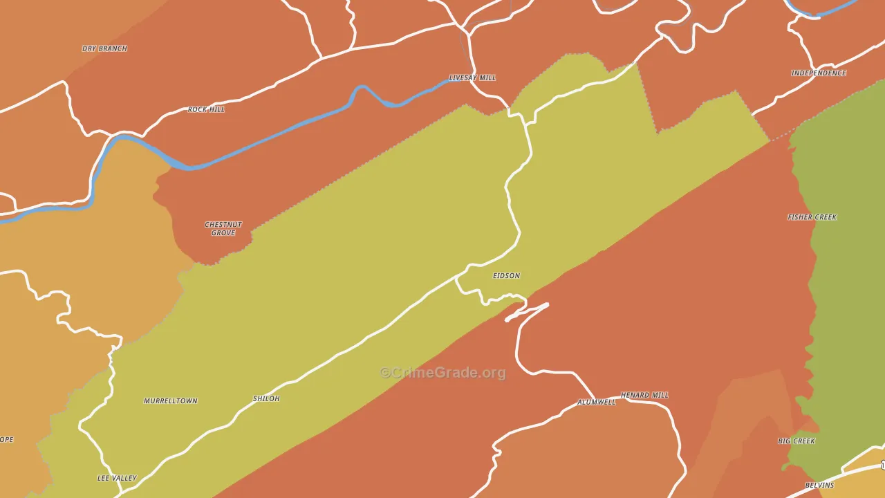 Eidson, TN Map of Drug-Related Crime Rates