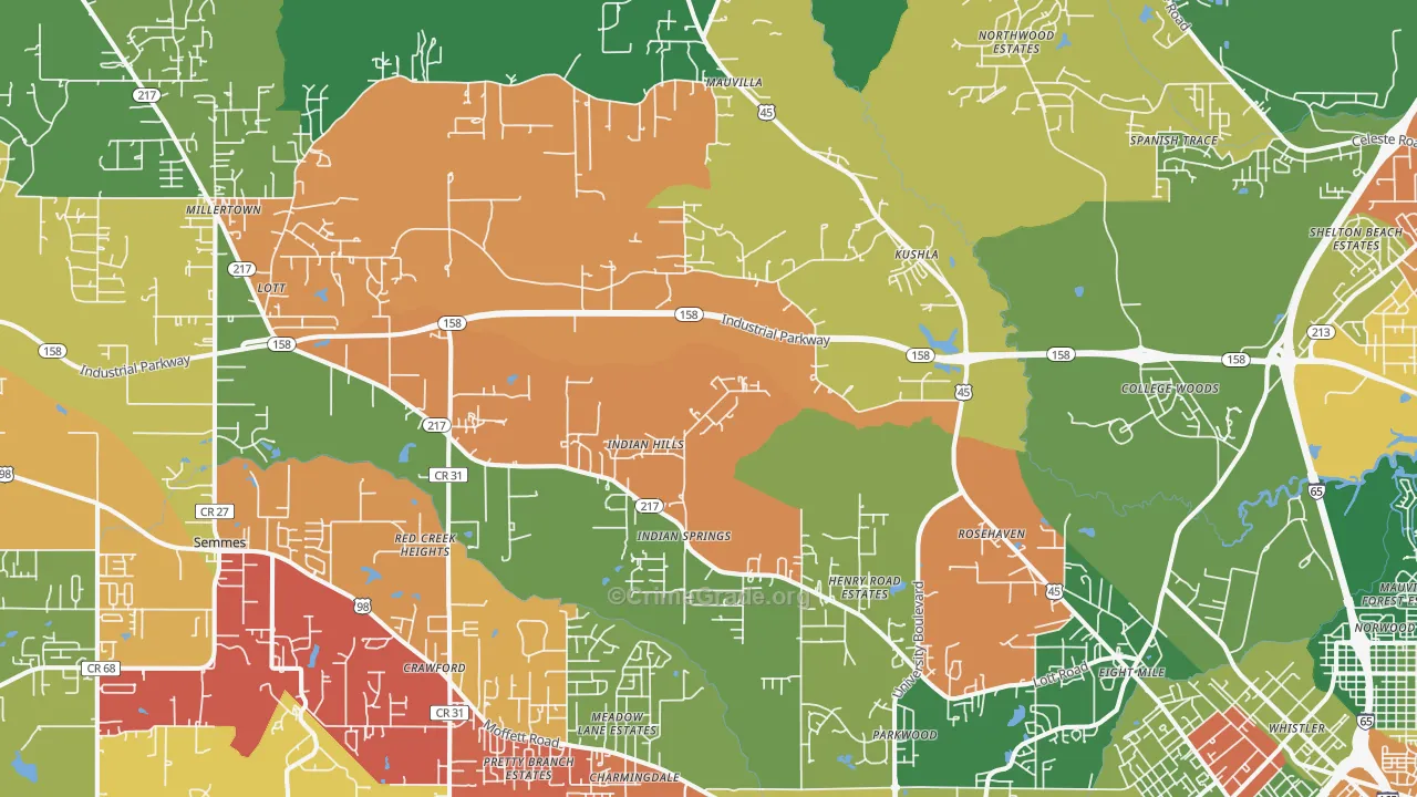 Eight Mile, AL Map of Drug-Related Crime Rates