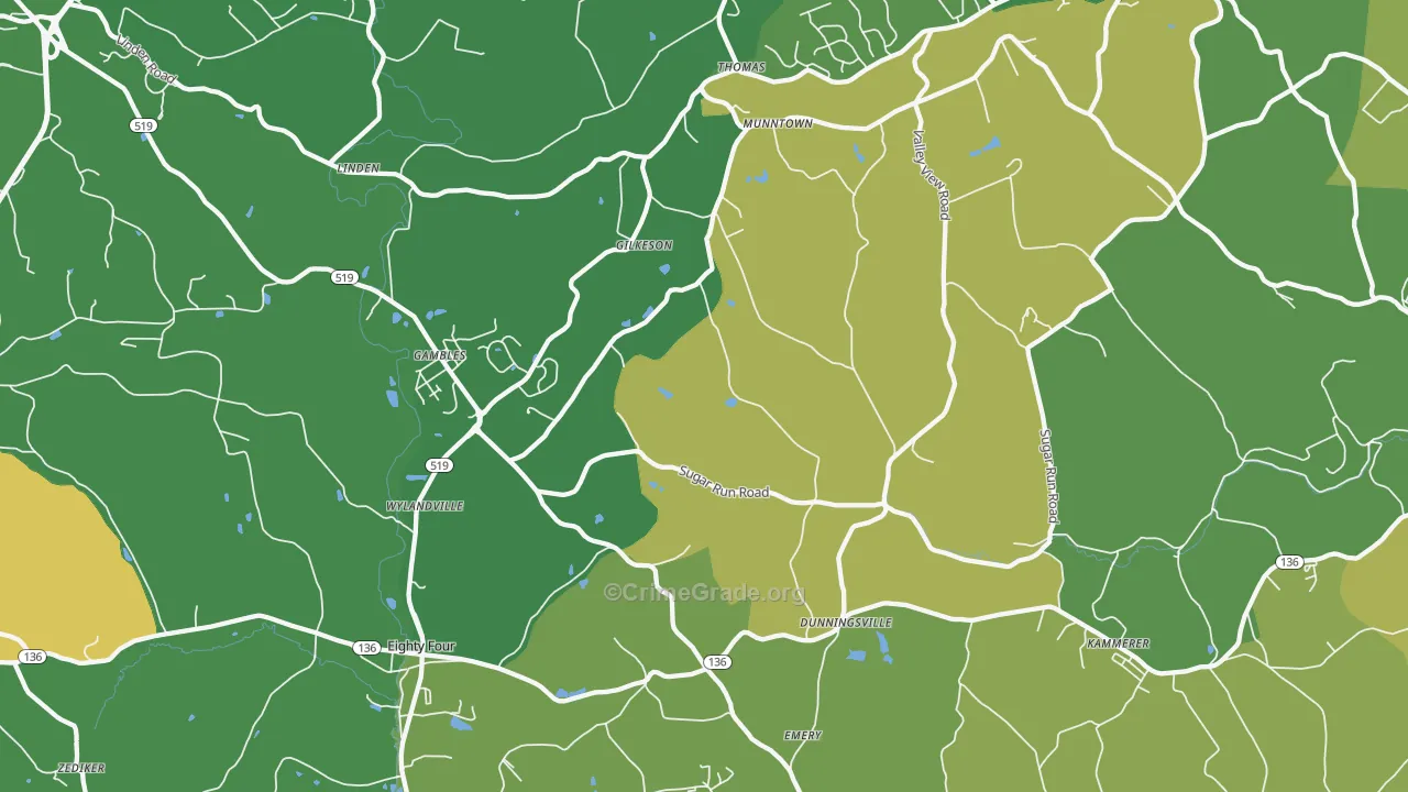 Eighty Four, PA Map of Drug-Related Crime Rates