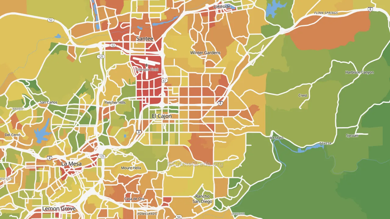 El Cajon, CA Map of Drug-Related Crime Rates