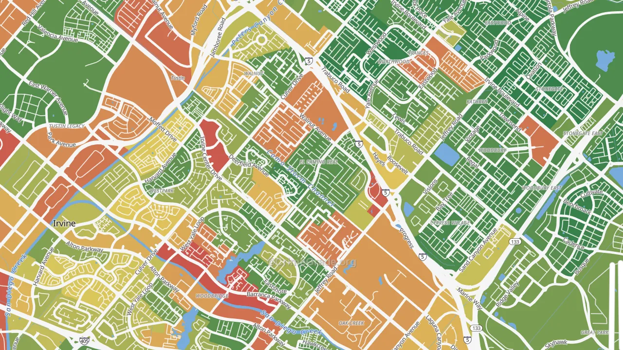 El Camino Real, Irvine, CA Map of Drug-Related Crime Rates