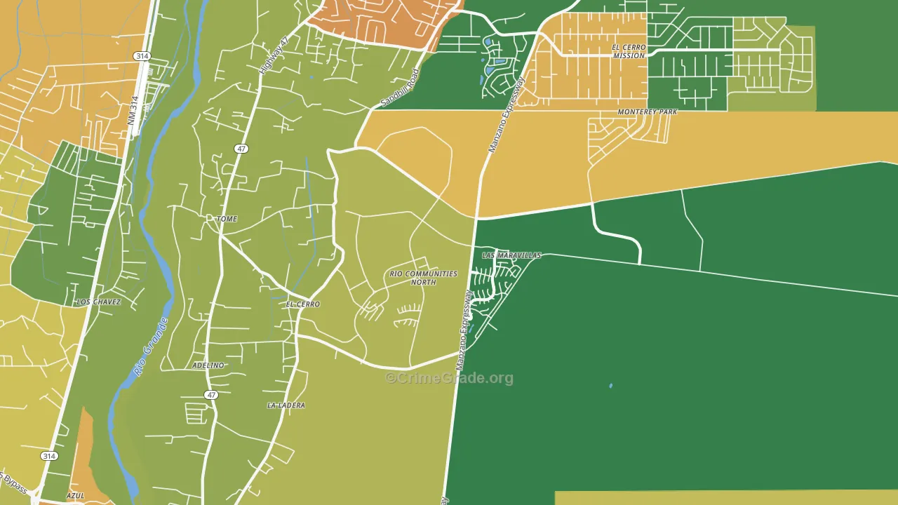 El Cerro, NM Map of Drug-Related Crime Rates