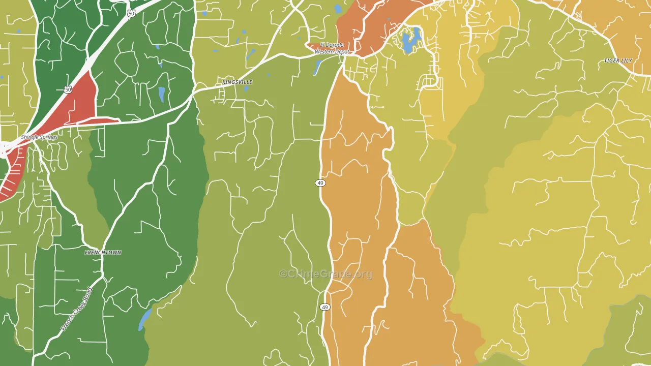 El Dorado, CA Map of Drug-Related Crime Rates