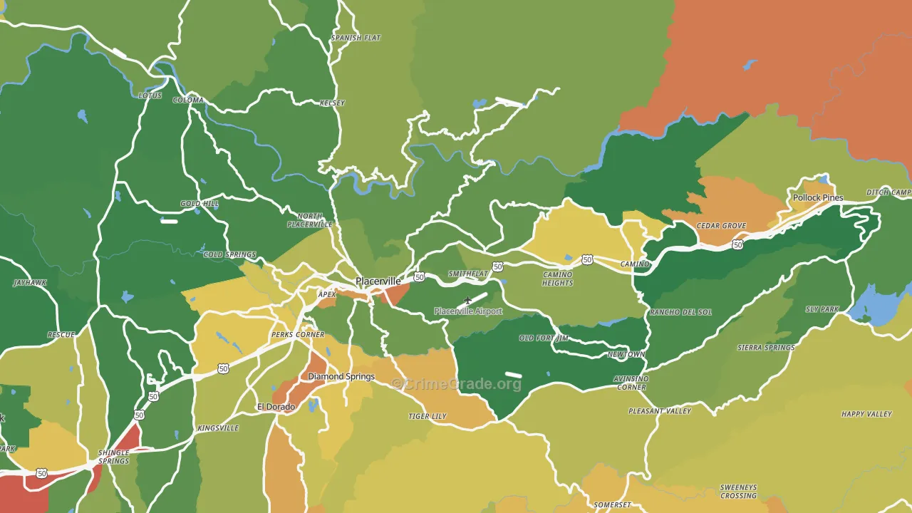 El Dorado County, CA Map of Drug-Related Crime Rates