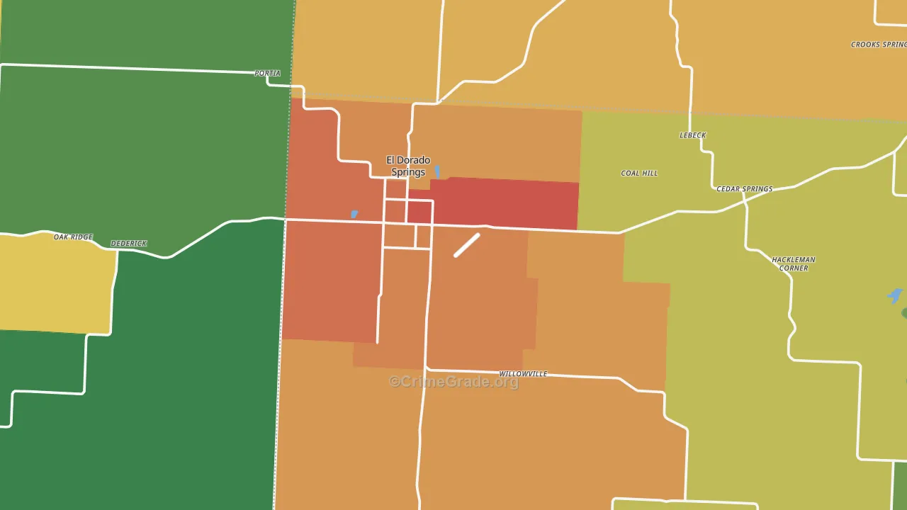 El Dorado Springs, MO Map of Drug-Related Crime Rates
