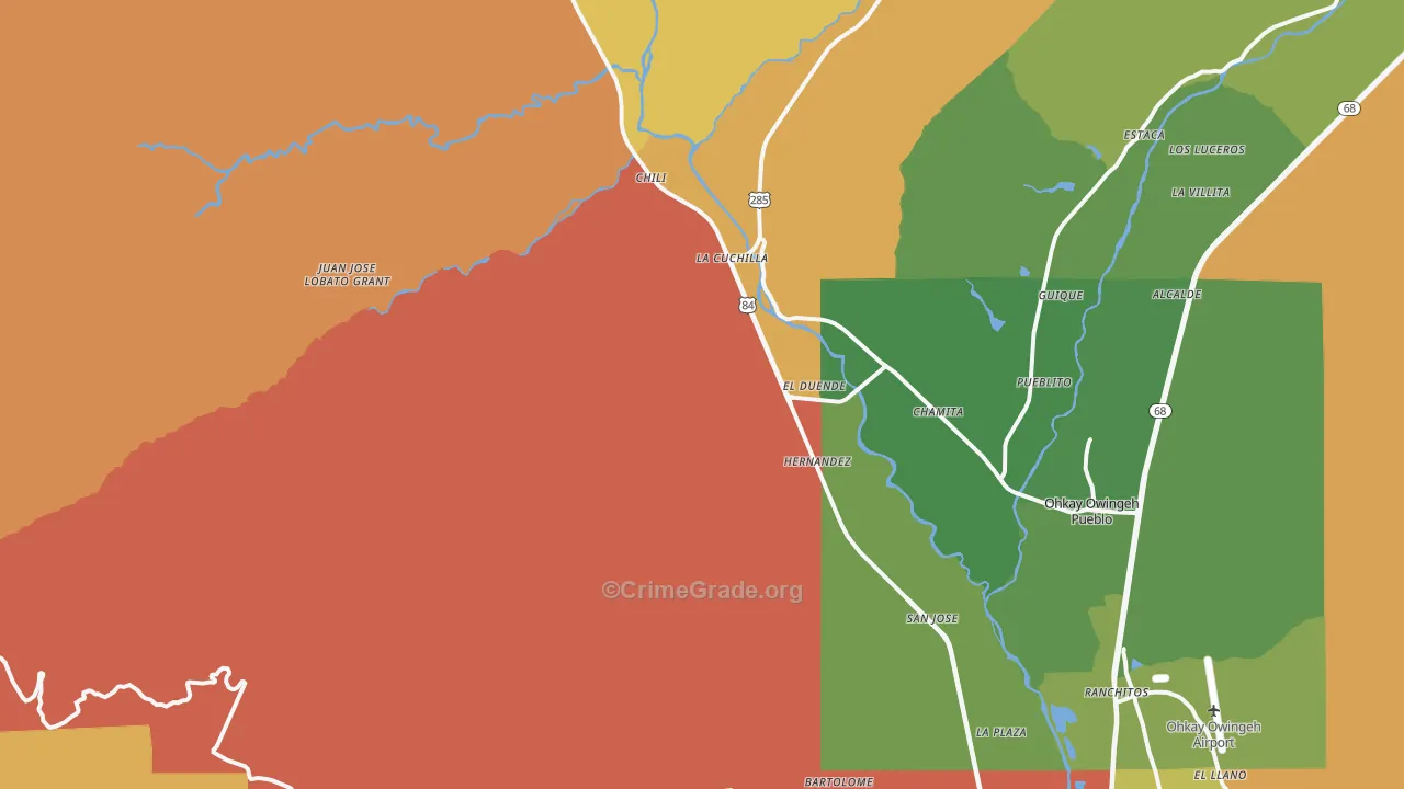 El Duende, NM Map of Drug-Related Crime Rates