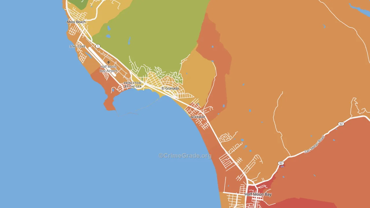 El Granada, CA Map of Drug-Related Crime Rates