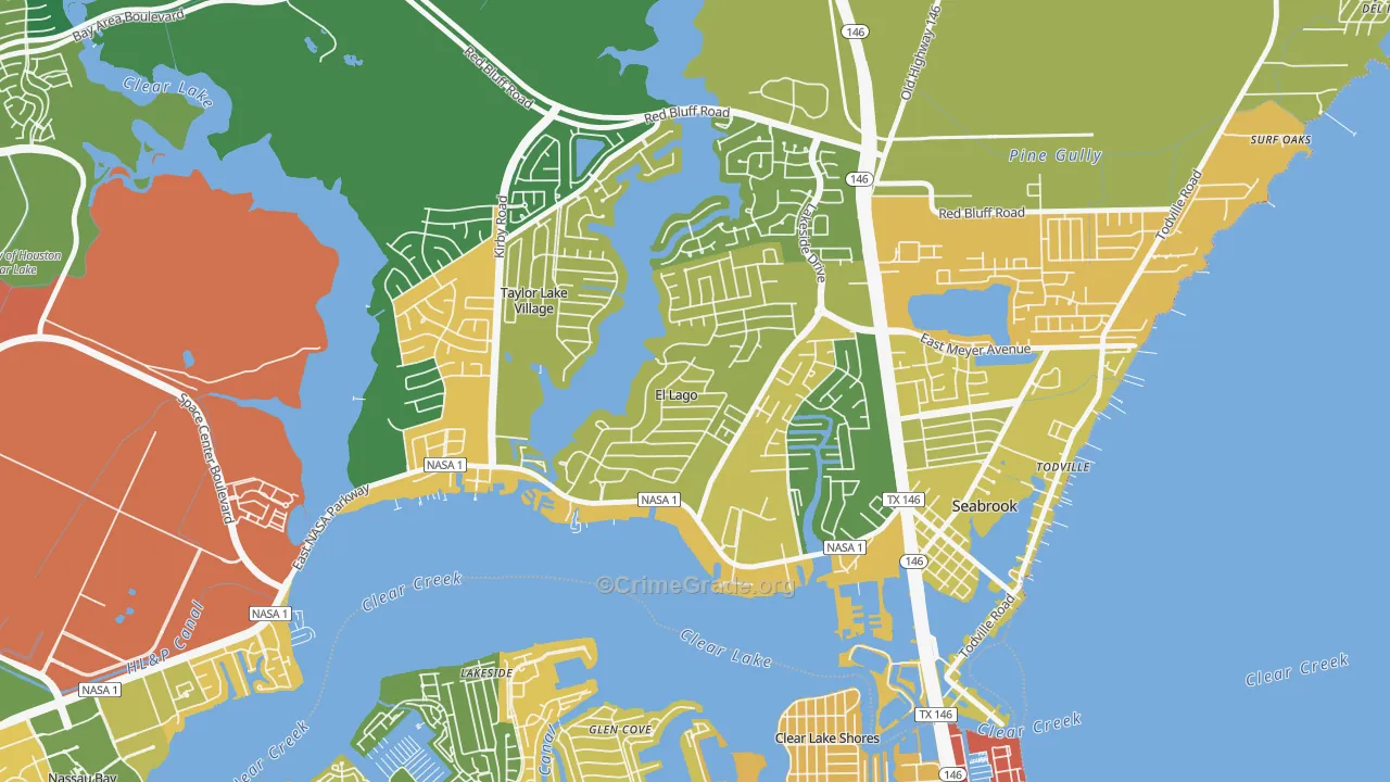 El Lago, TX Map of Drug-Related Crime Rates