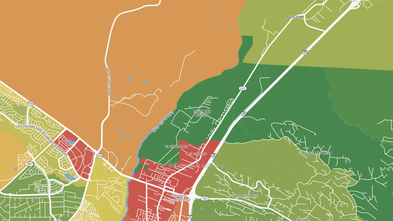 El Llanito, NM Map of Drug-Related Crime Rates