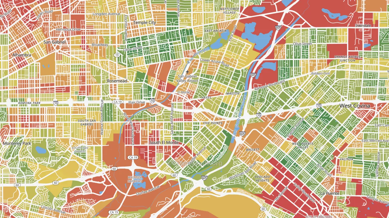 El Monte, CA Map of Drug-Related Crime Rates