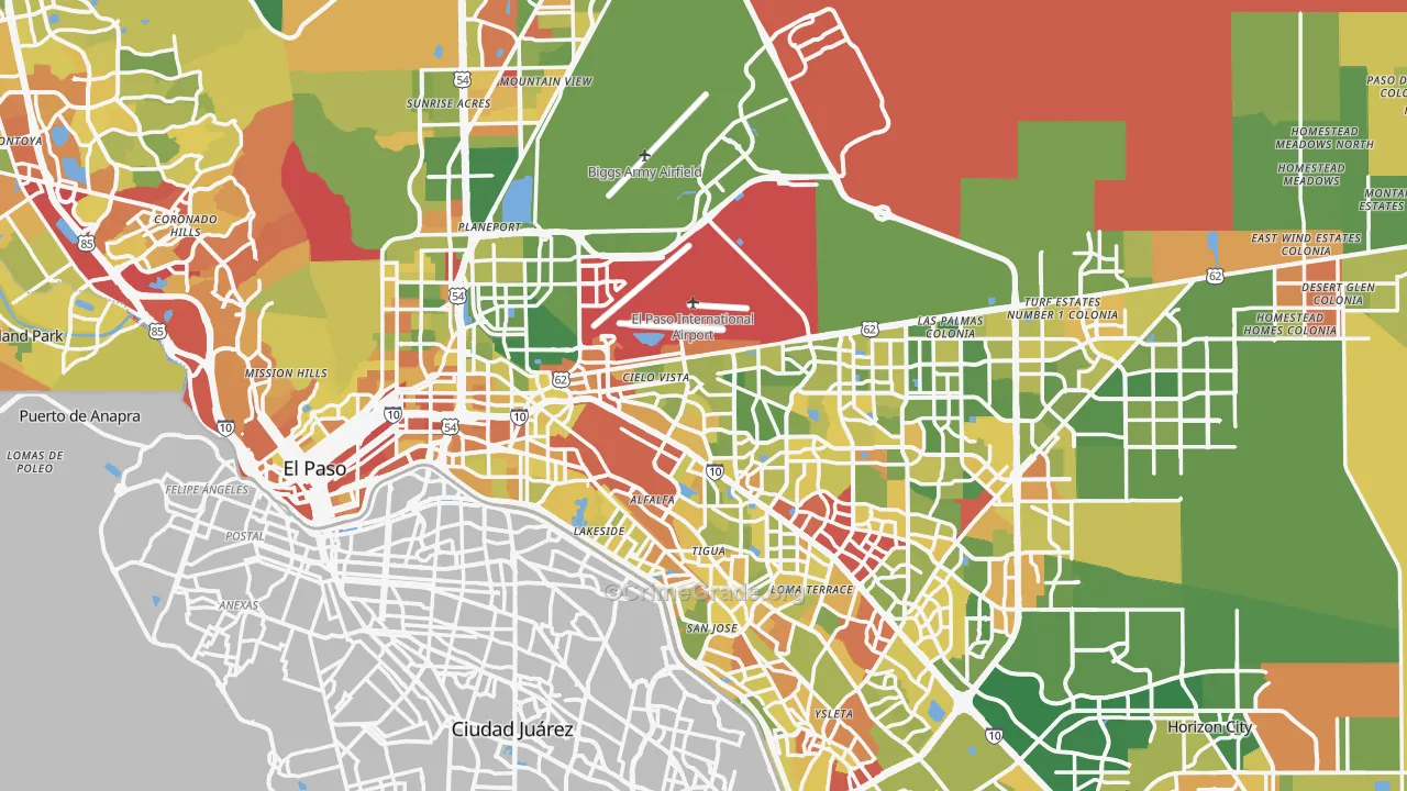 El Paso County, TX Map of Drug-Related Crime Rates