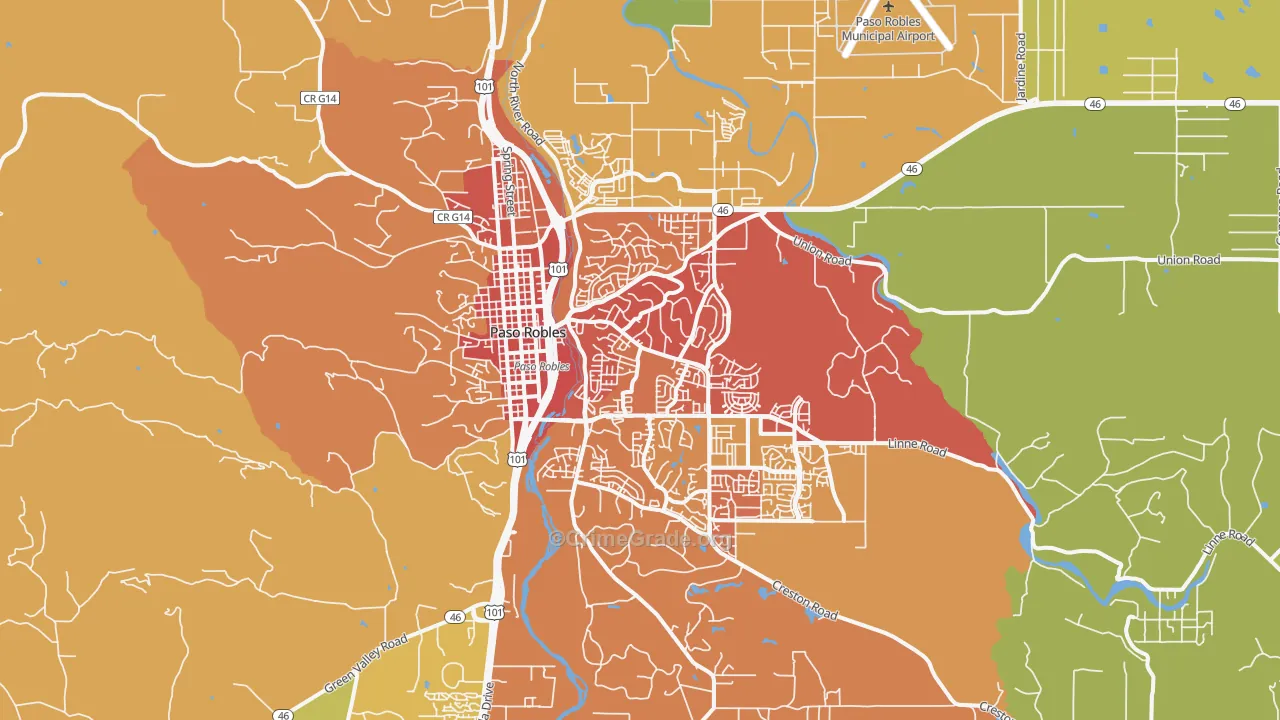 El Paso de Robles, CA Map of Drug-Related Crime Rates