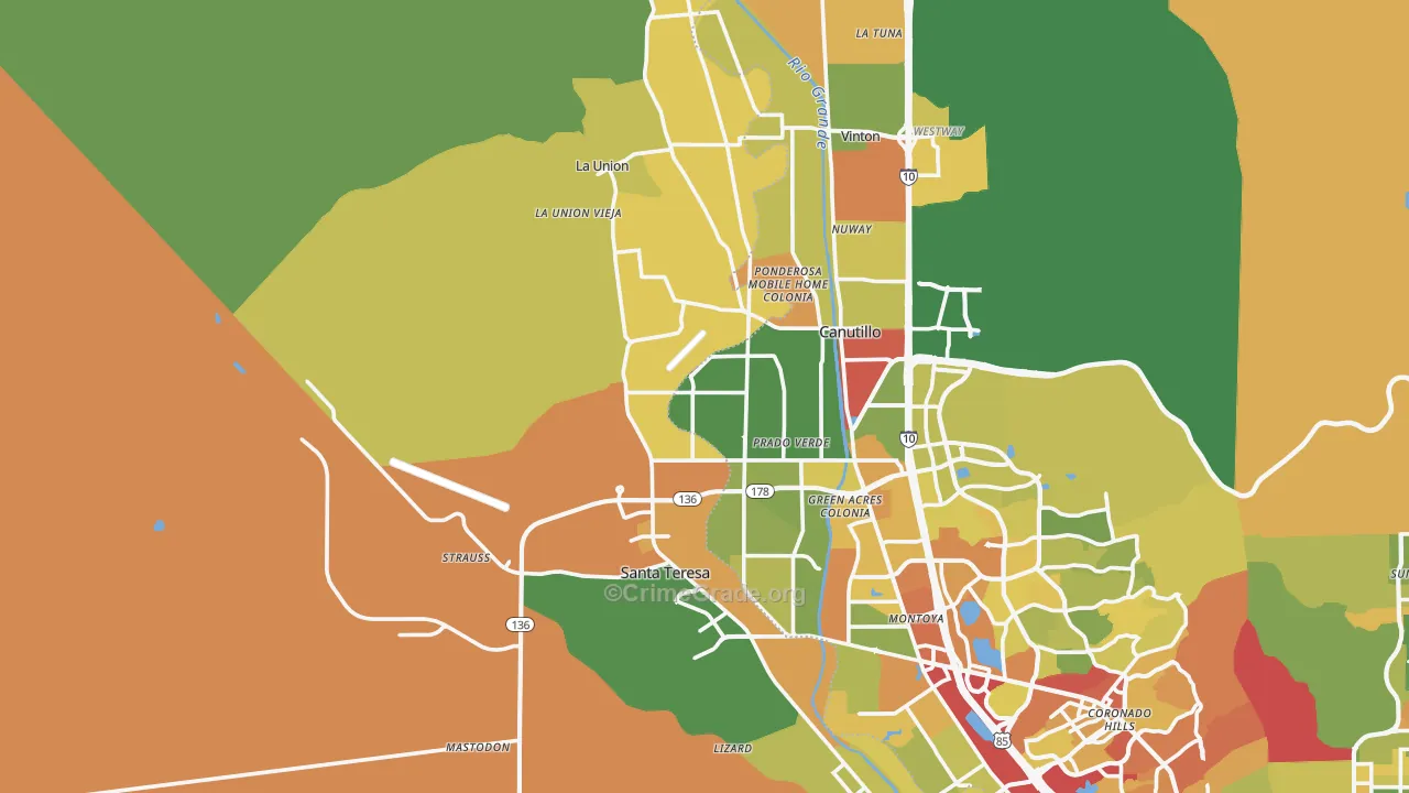 El Paso, NM Map of Drug-Related Crime Rates