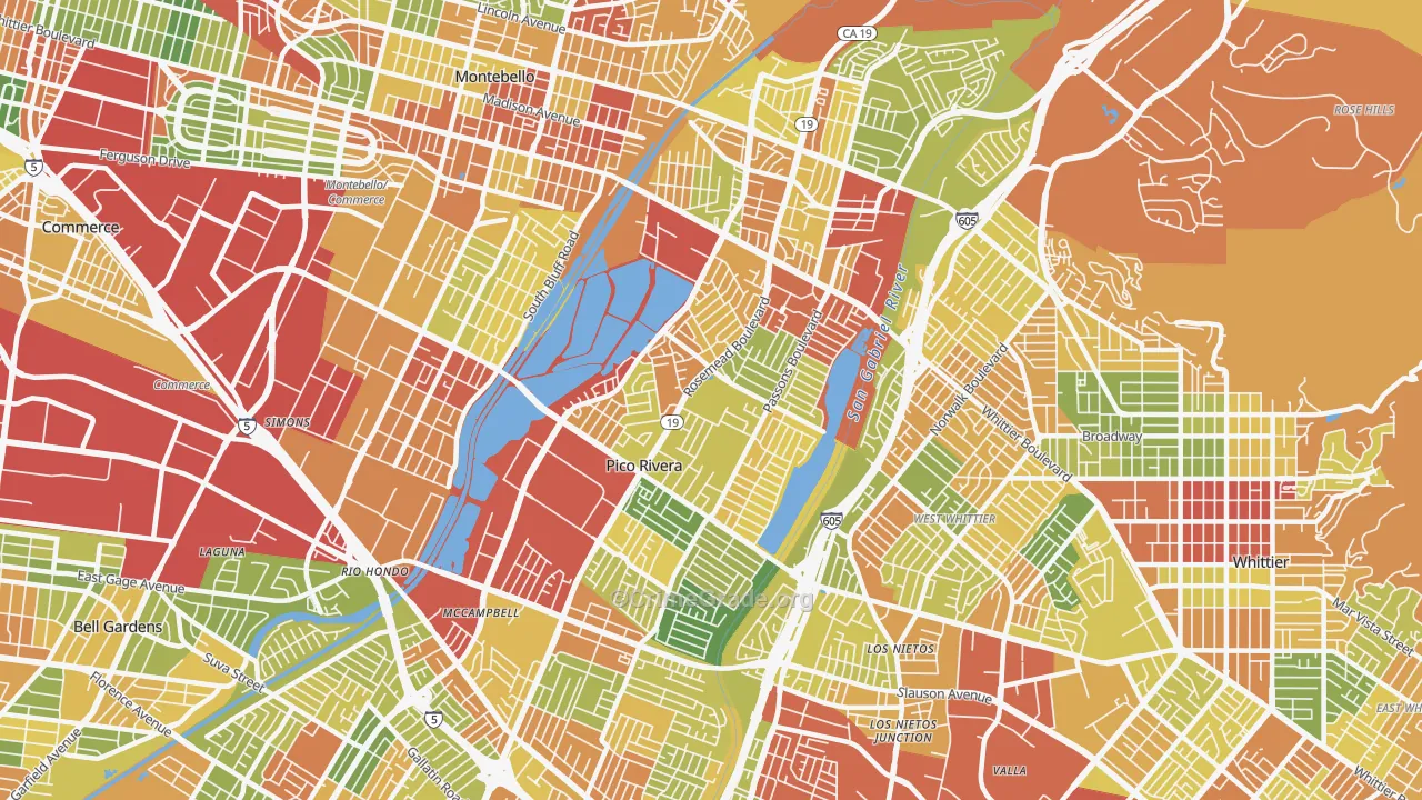 El Rancho, Pico Rivera, CA Map of Drug-Related Crime Rates