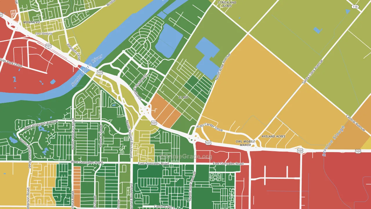 El Rio, Oxnard, CA Map of Drug-Related Crime Rates