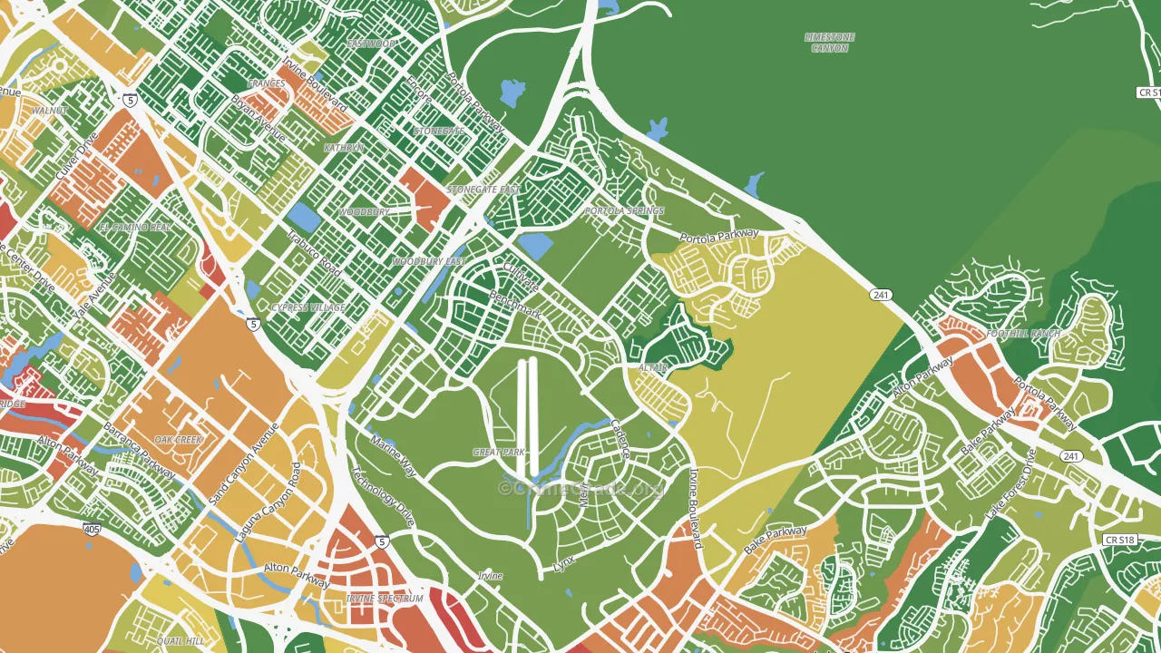 El Toro Marine Air Station, Irvine, CA Map of Drug-Related Crime Rates