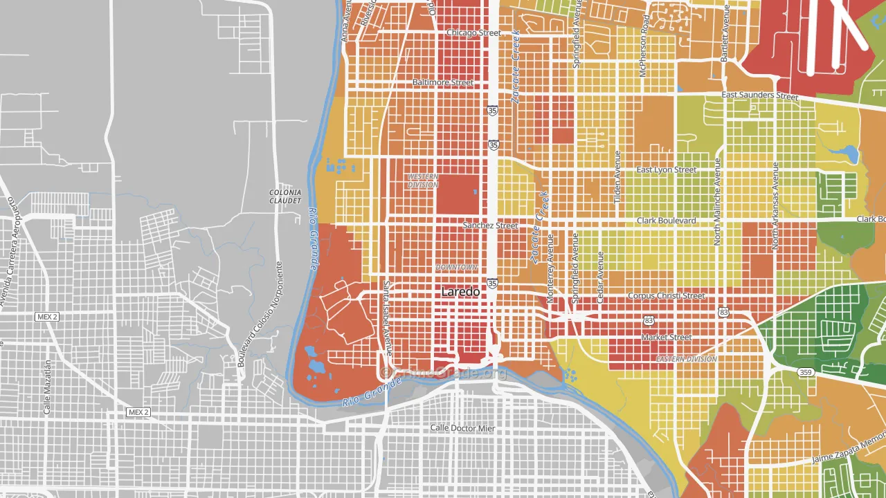 El Trece, Laredo, TX Map of Drug-Related Crime Rates