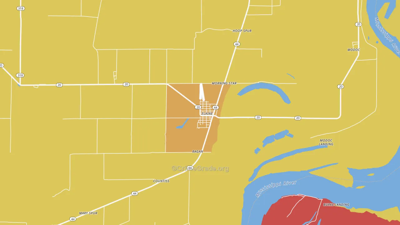 Elaine, AR Map of Drug-Related Crime Rates