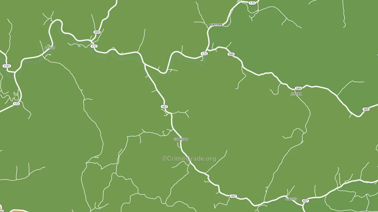 Elamton, KY Map of Drug-Related Crime Rates