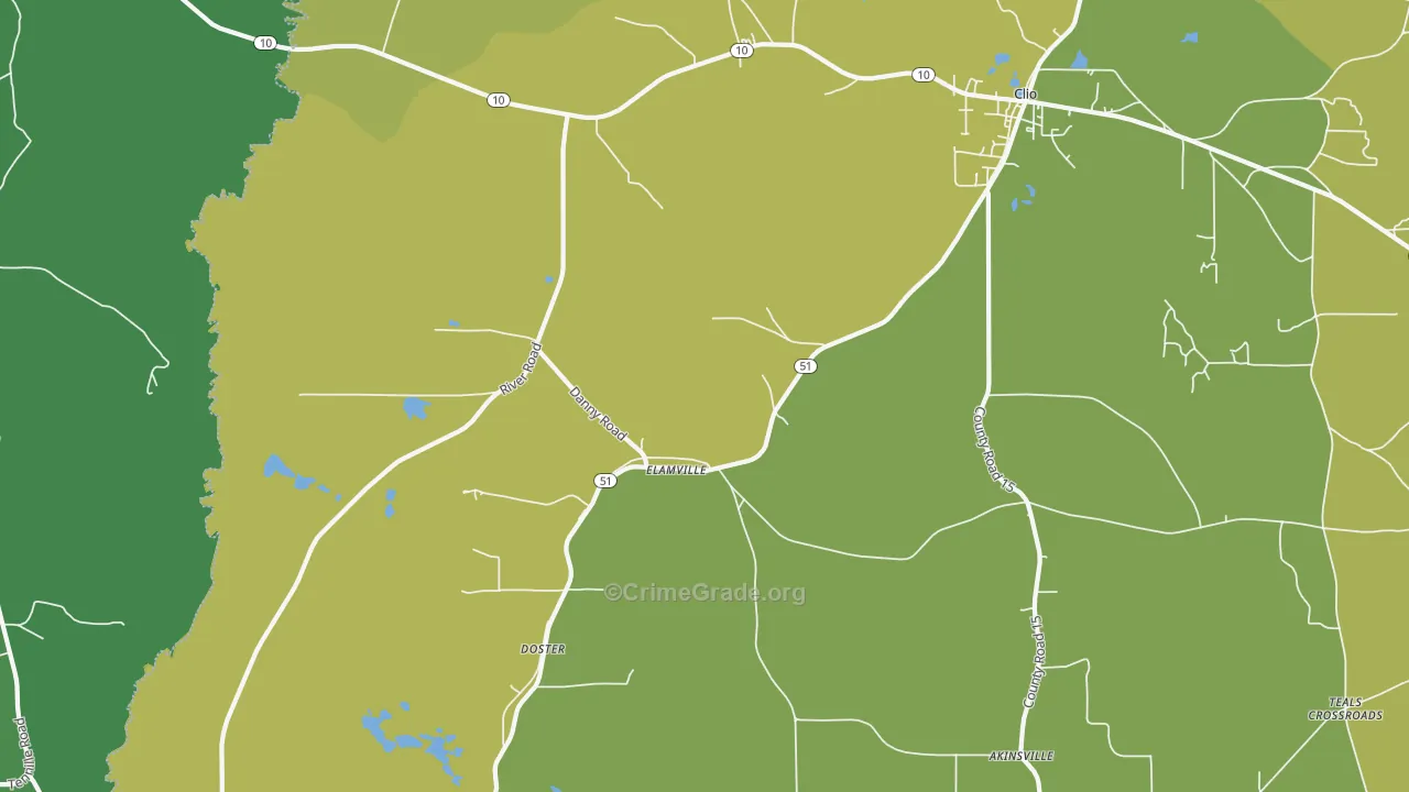 Elamville, AL Map of Drug-Related Crime Rates