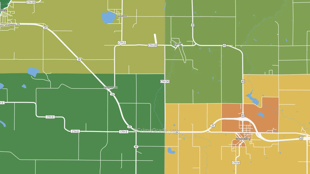 Eland, WI Map of Drug-Related Crime Rates