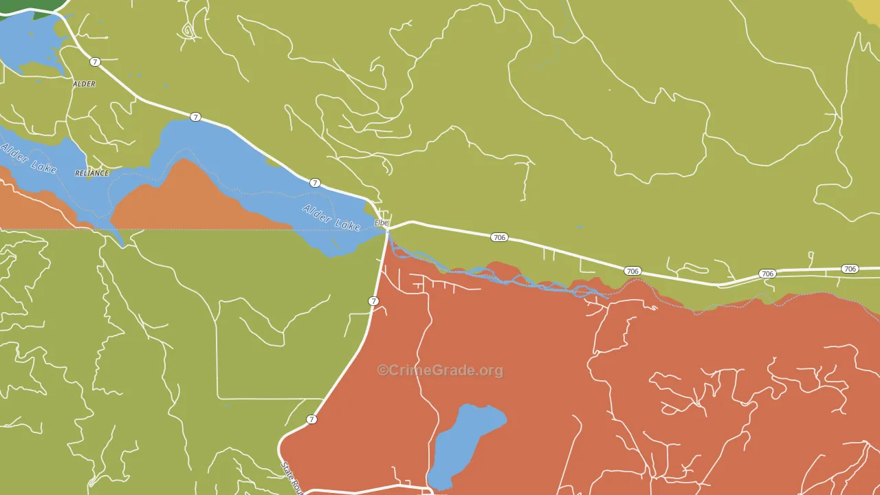 Elbe, WA Map of Drug-Related Crime Rates