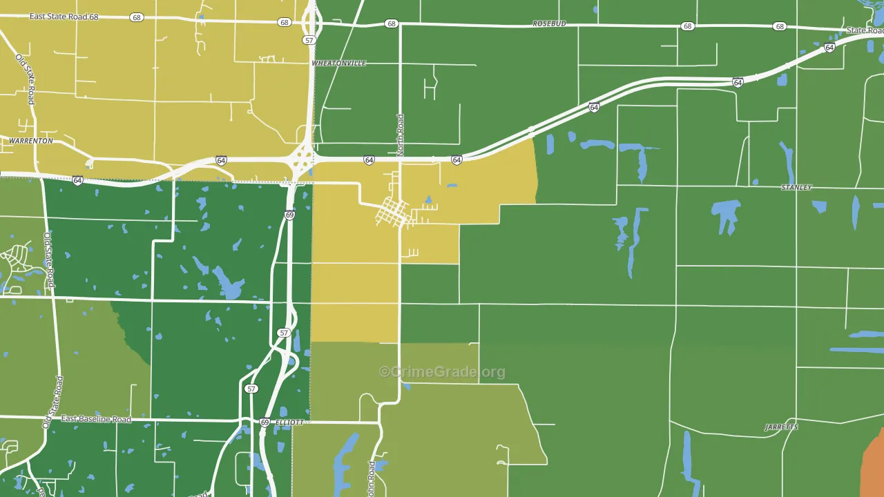 Elberfeld, IN Map of Drug-Related Crime Rates