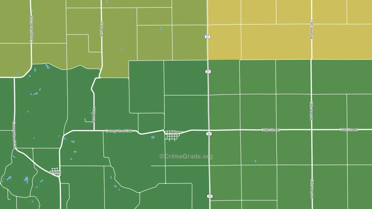 Elberon, IA Map of Drug-Related Crime Rates