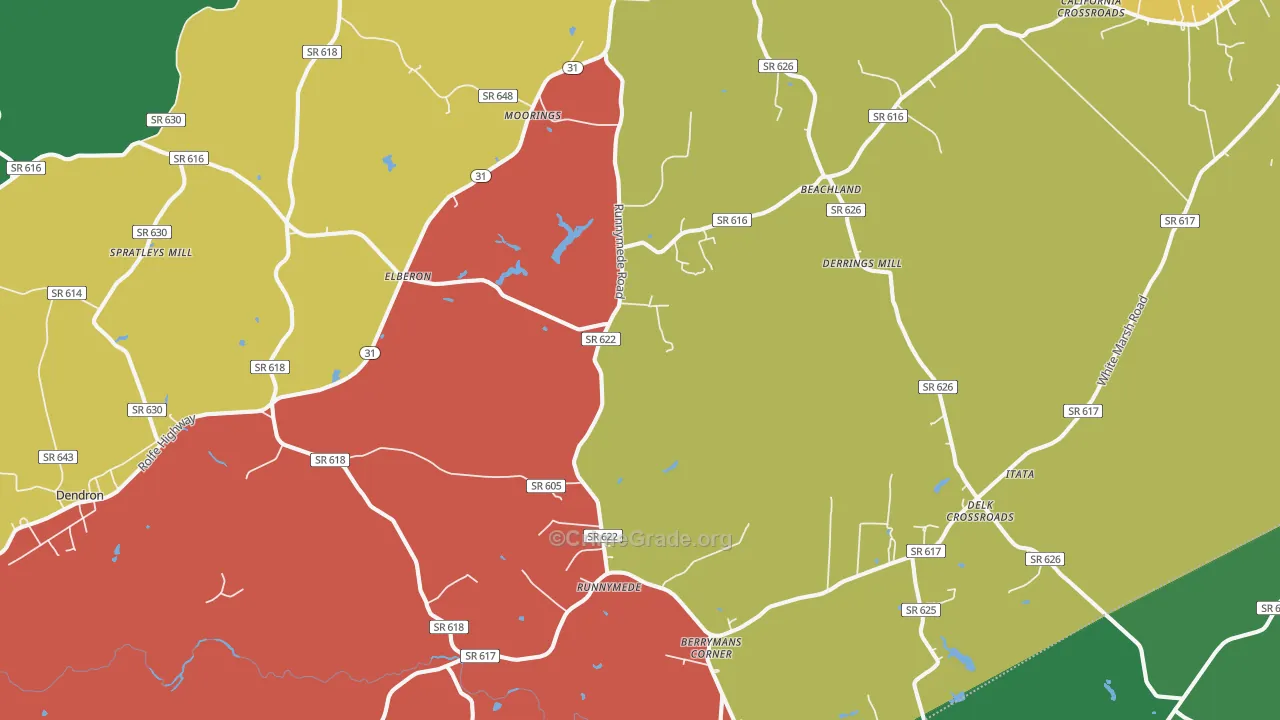 Elberon, VA Map of Drug-Related Crime Rates